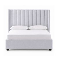 Cama Tapizada Listón LeMueble 2 plazas Plomo Claro