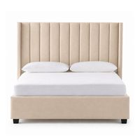 Cama Tapizada Listón LeMueble 2 plazas Beige