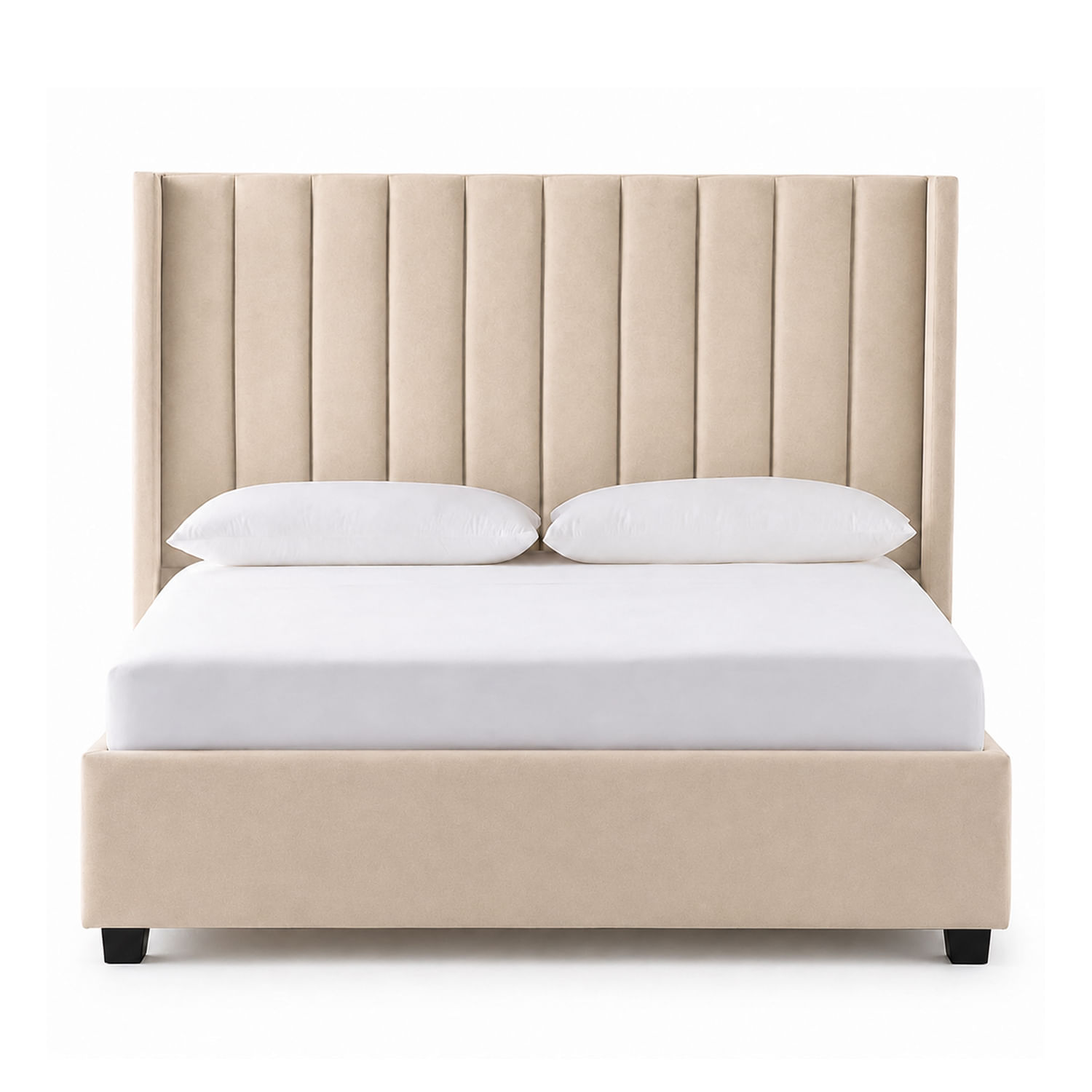 Cama Tapizada Listón LeMueble 2 plazas Beige