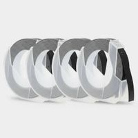 4 rollos adhesivo de relieve color negro embossing 9mm 3 metros para B90