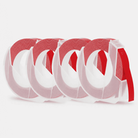 4 rollos adhesivo de relieve color rojo embossing 9mm 3 metros para B90