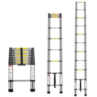 Escalera Telescópica 3.2 Metros Retráctil Portatil con Antideslizante 11 Escalones Soporta150 kg.