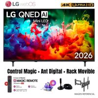 Televisor Smart TV 75'' LG QNED MiniLED UHD 4K WebOS 75QNED65BSA 2026 - Ant - Rack Movible