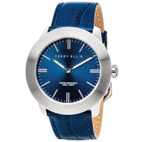 Reloj Perry Ellis Slim Line 46 03001-01 Correa de Cuero y Dial Azul