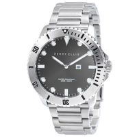 Reloj Perry Ellis Deep Diver 46 02001-02 Fecha Acero Inoxidable Dial Gris Oscuro
