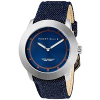Reloj Perry Ellis New Slim Line 11001-05 Correa de Cuero y Denim Dial Azul