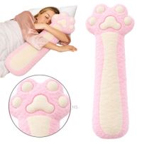 Tierno Cojín Almohada Decorativa Color Rosa En Forma De Huella De Gato Suave