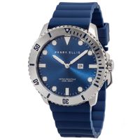 Reloj Perry Ellis Deep Diver 42 06002-03 Fecha Correa de Silicona y Dial Azul