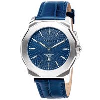 Reloj Perry Ellis Decagon 42 08001-01 Fecha Correa de Cuero y Dial Azul