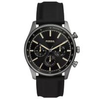 Reloj Fossil Sullivan BQ2746 Multifuncional Acero Inoxidable Gunmetal Correa Silicona Negro