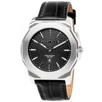 Reloj Perry Ellis Decagon 42 08002-01 Fecha Correa de Cuero y Dial Negro