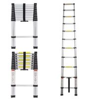 Escalera Telescópica 3.2 Metros Retráctil Portatil con Antideslizante 11 Escalones Soporta150 kg