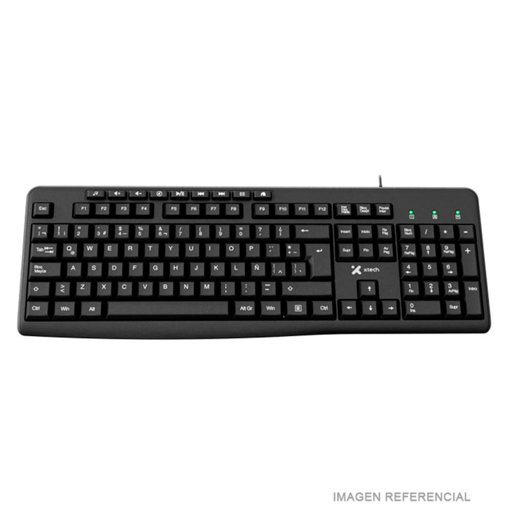 Teclado Xtech XTK-140S USB Cableado Español Negro 105 Teclas y 9 Multimedia