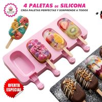 Molde de Silicona de 4 Paletas para Repostería