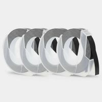 4 rollos adhesivo de relieve color negro embossing 9mm 3 metros para B90