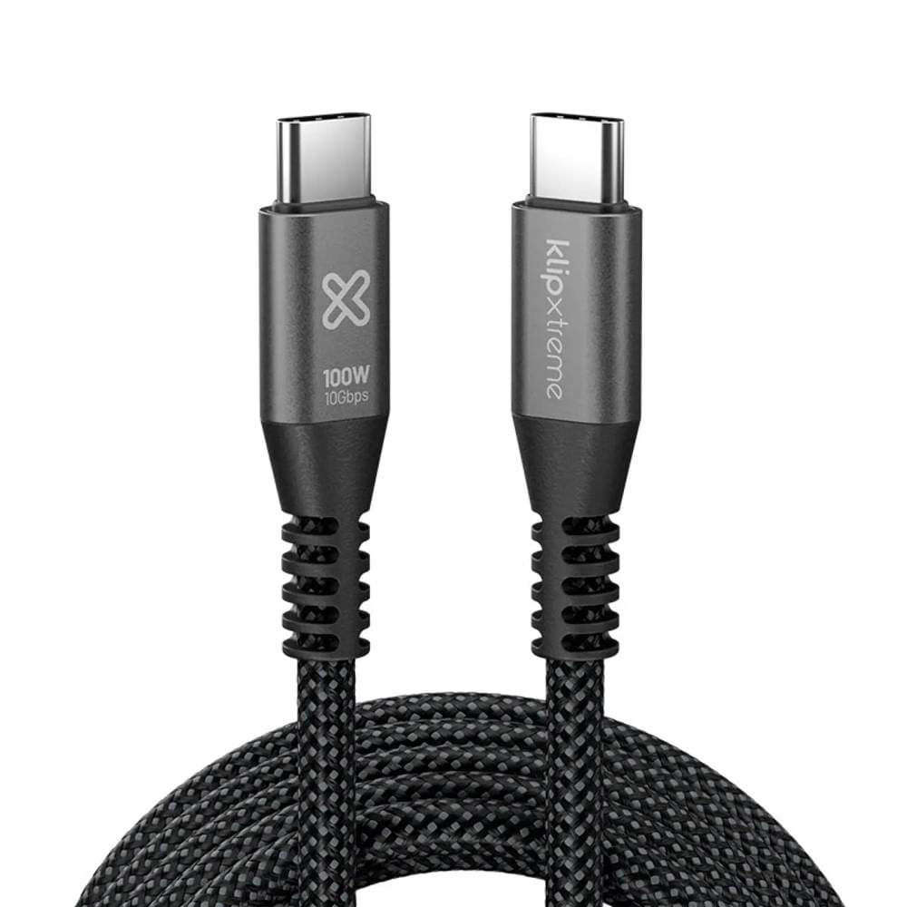 Klip Xtreme Cable USB-C a USB-C PowerGo 650 100W PD 10Gbps 4K 3m Trenzado - KAC-650-10FT