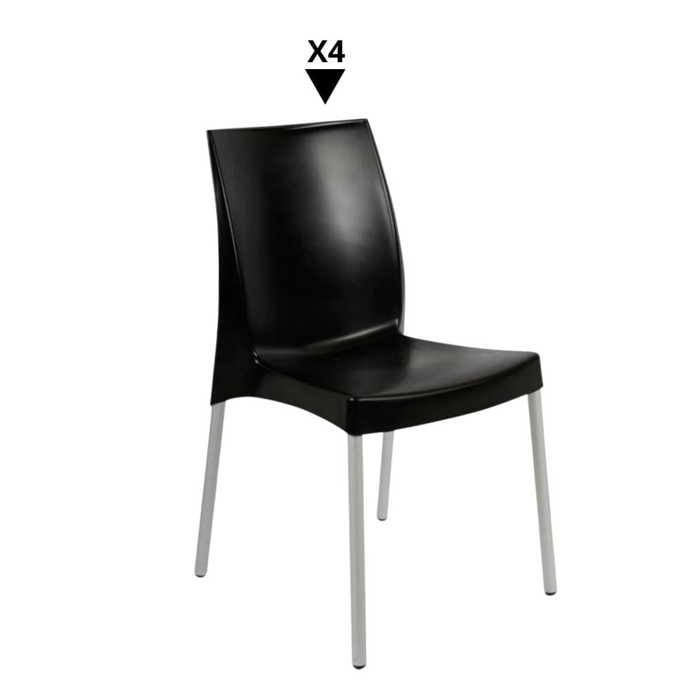 Pack De 4 Sillas Ada Negro - Ziyaz