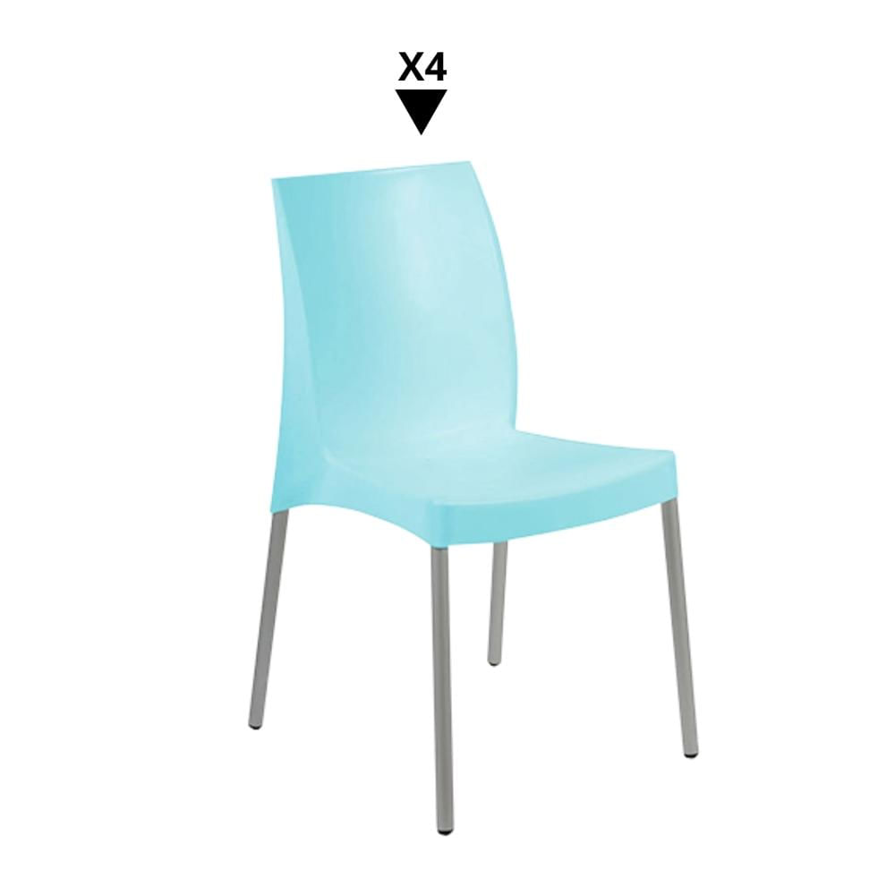 Pack De 4 Sillas Ada Turquesa - Ziyaz
