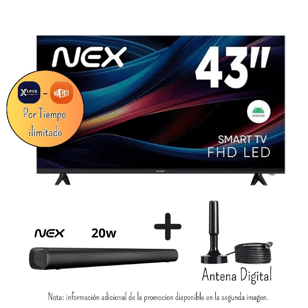 Televisor Nex 43 Pulgadas FHD Android 14 TVLED43S - Promoción - Soundbar Nex PSB32 - Antena Digital