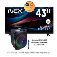 Televisor Nex 43 Pulgadas FHD Android 14 TVLED43S - Promoción - Parlante Ewtto Portatil ET-P5777MBC
