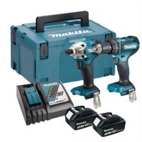 TALADRO PERCUTOR DHP485 + ATORNILLADOR IMPACTO DTD156 + 2 BAT. 3 AH+ CARGADOR + MAKPACK makita