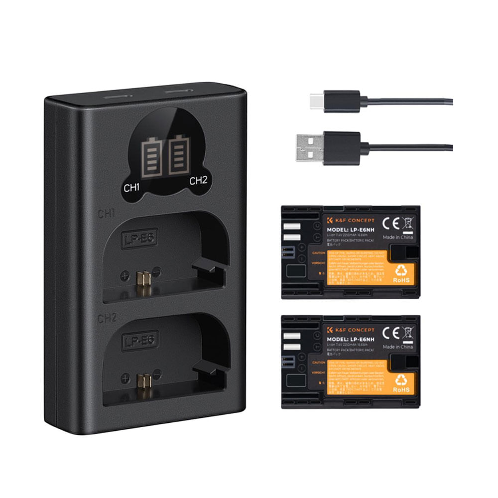 Cargador Dual KF Concept y 2 Baterias LP-E6NH - KF28.0021