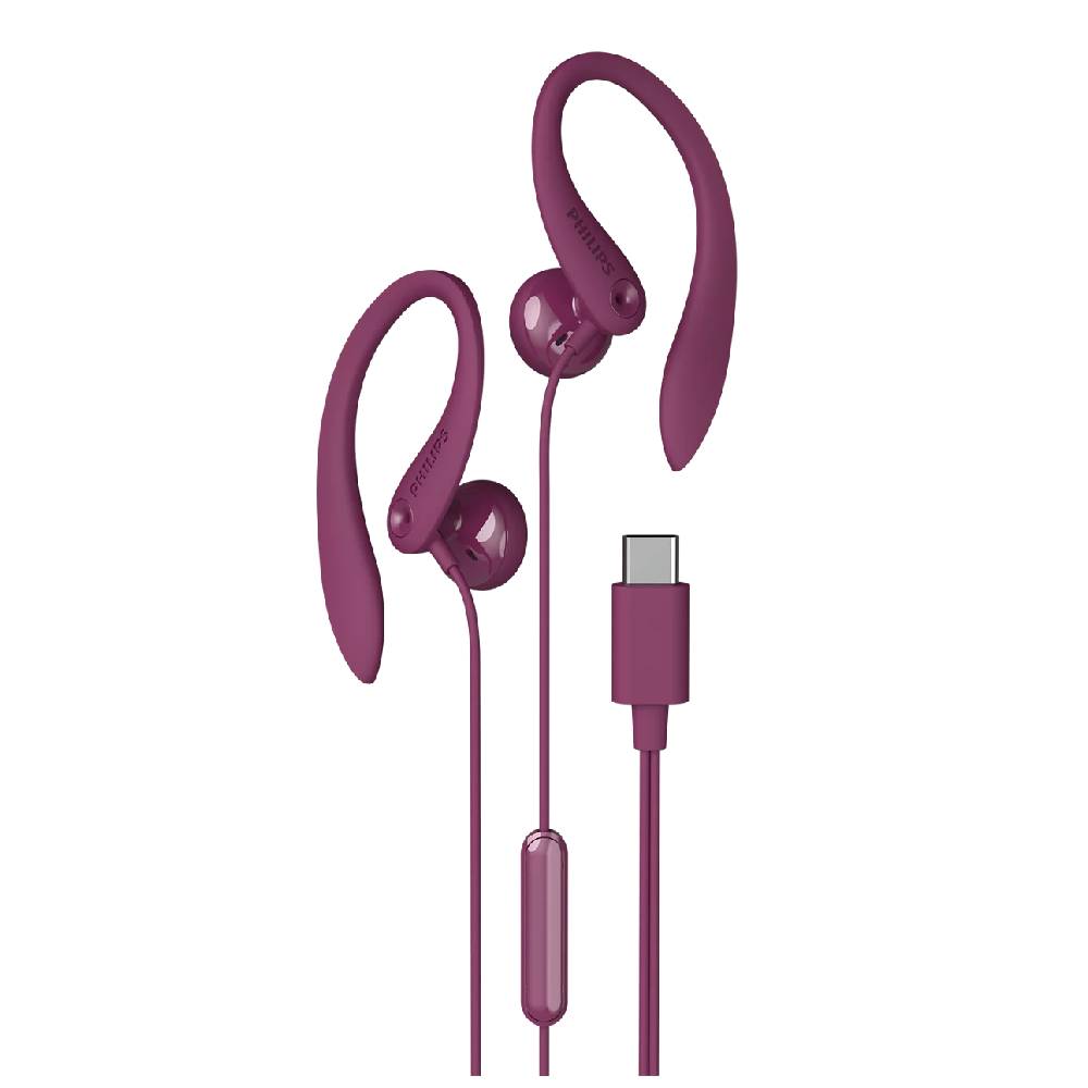 Audífonos Philips SHS3305M2 con Gancho para Oreja USB-C Micrófono Integrado Morado