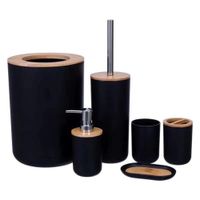 Set de Baño con Bambú Estilo Moderno de 6 Piezas Aura Negro 577NE03