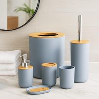 Set de Baño con Bambú Estilo Moderno de 6 Piezas Aura Gris 578GR03