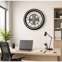 Reloj de Pared Plateado 42 cm Diseño Moderno con Engranajes Decorativos