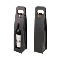 Bolsa De Regalo Para Vino De Cuero - Color Negro Para 1 Botella