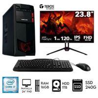 Computadora Pc Intel Core i7   Ram 16GB  Disco HDD 1TB   SSD 240GB   Monitor 24FHD