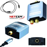 Convertidor de Audio Optico Digital a RCA NETCOM Digital a Análogo