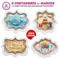 Set de 4 Cortadores de Marcos Vintage para Repostería
