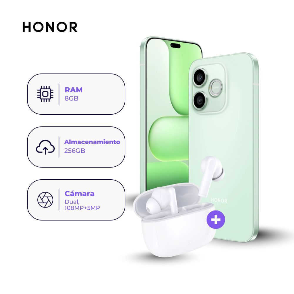 Honor 600e 256GB 8GB Ram Verde y Earbuds X7 Lite
