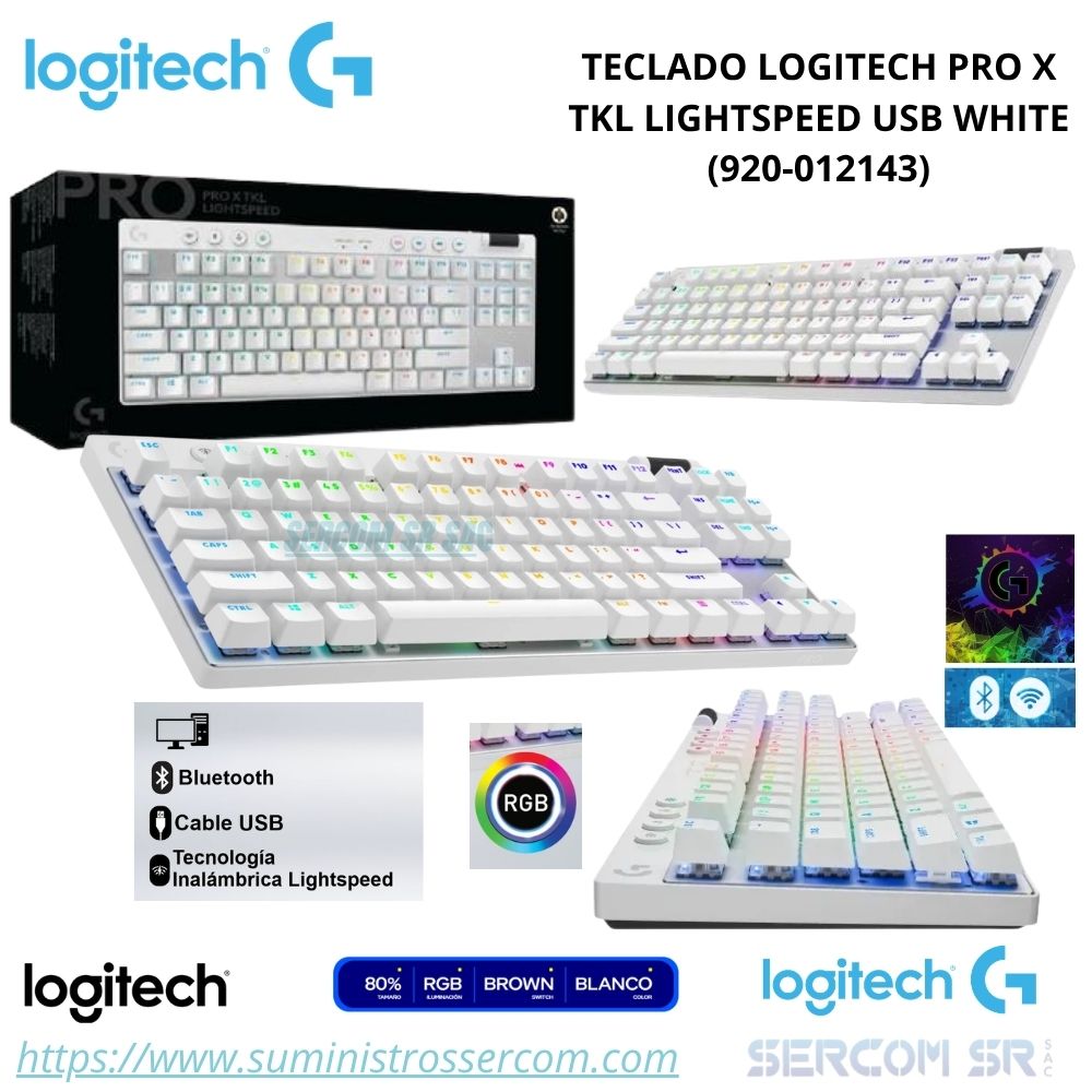 TECLADO LOGITECH PRO X TKL LIGHTSPEED USB WHITE