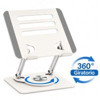 Soporte Metálico Giratorio 360 Multiuso para Tablet y Notebook Blanco