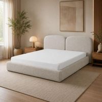 Cama Box Alina con Alero King Beige Claro Tarima y Cabecera TU MESITA TU MESITA