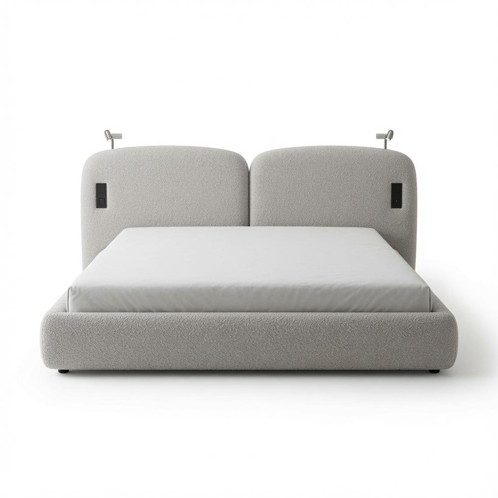 Cama Box Alina con Alero 2 Plazas Beige Claro Tarima + Cabecera TU MESITA