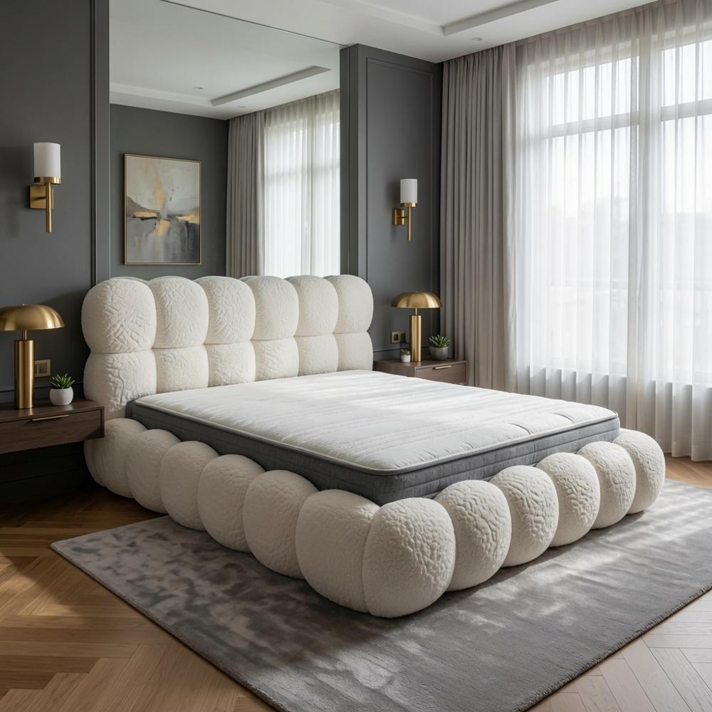 Cama Box Celine Queen Blanco Tarima + Cabecera TU MESITA