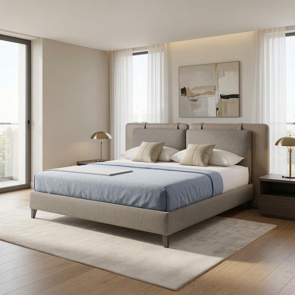 Cama Box Thalia Queen Taupe Tarima + Cabecera TU MESITA
