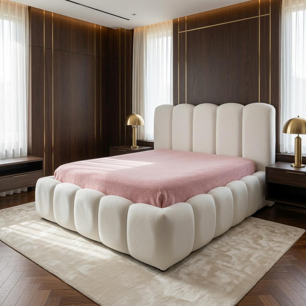Cama Box Amira Natural Queen Crema Tarima + Cabecera TU MESITA