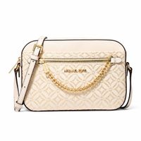 CARTERA MICHAEL KORS BLANCO CROSSBODY CUADRADA MONOGRAFIADA CON DORADO