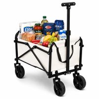 Carrito de Compras Plegable Crema Multiusos con Ruedas Todo Terreno Asa campin