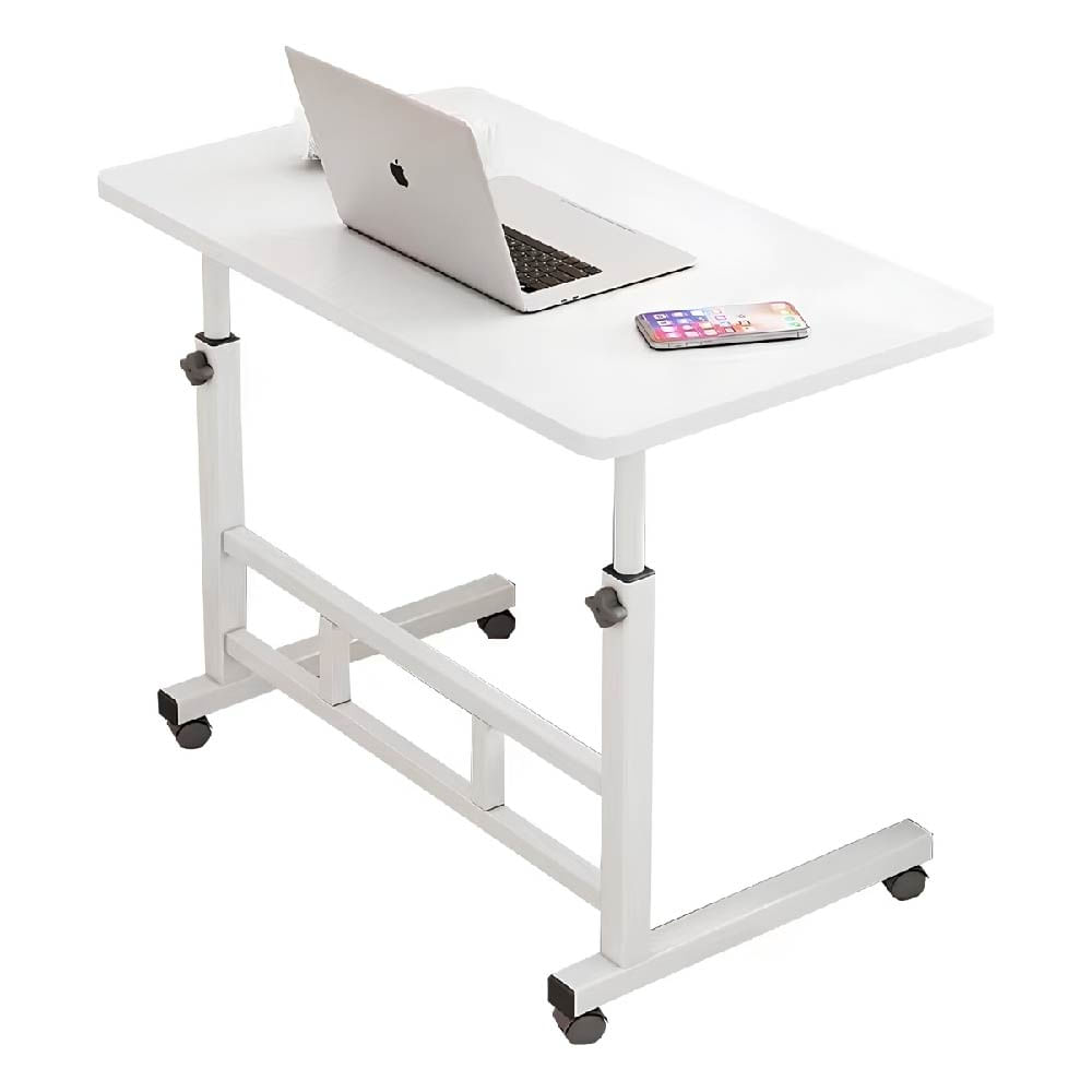 MESA AUXILIAR AJUSTABLE CON RUEDAS MULTIFUNCIONAL BLANCA