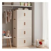 Gabinete Plegable Beige 4 Niveles Estante de Almacen Dormitorio YSticky