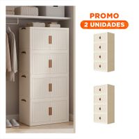 Pack2 Organizador Plegable 4 Niveles Beige Estante para Ropa de Dormitorio