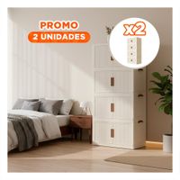 Pack2 Mueble Plegable 4 Niveles Beige Estante para Dormitorio y Ropa YRegalo Sticker