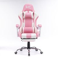 Silla Gamer Kuzler Rosa Masajeador Lumbar Reposapiés y Base Metálica RIK-101R