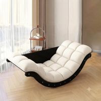 Silla Mecedora Ergonomica Tapizada Diseño Moderno y Confortable Color Crema